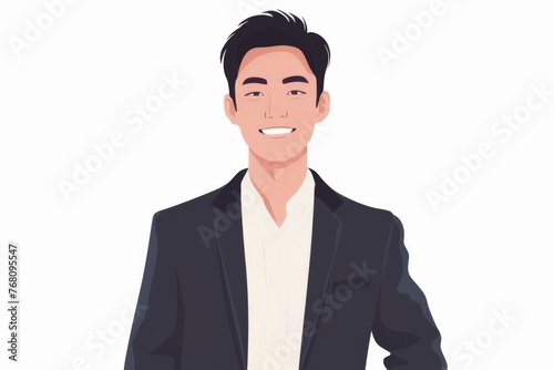 正面の笑顔の日本人の男性ビジネスマン（白背景・サラリーマン・スーツ）