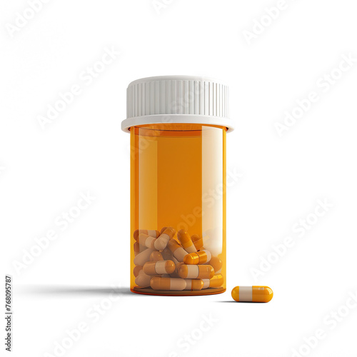 pill and bottle isolated on a transparent background 