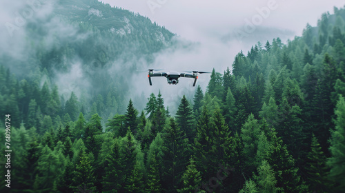 Misty Forest from Above: Drone Capturing Autumn's Palette Amidst the Pines © Brainstorm Solutions