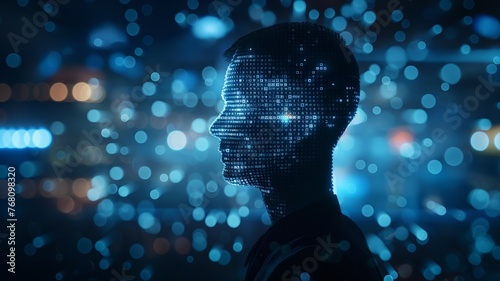 Digital human head with data visualization