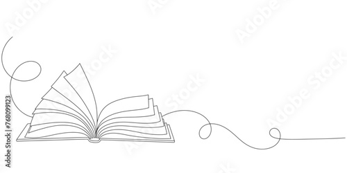 Open book line art style vector illustration