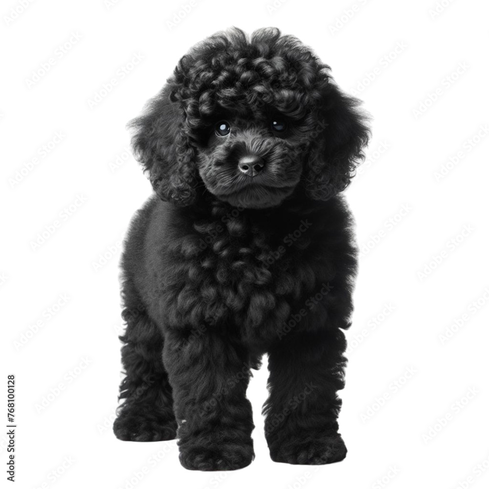 Playful Poodle Puppy Frolicking on Clear Canvas