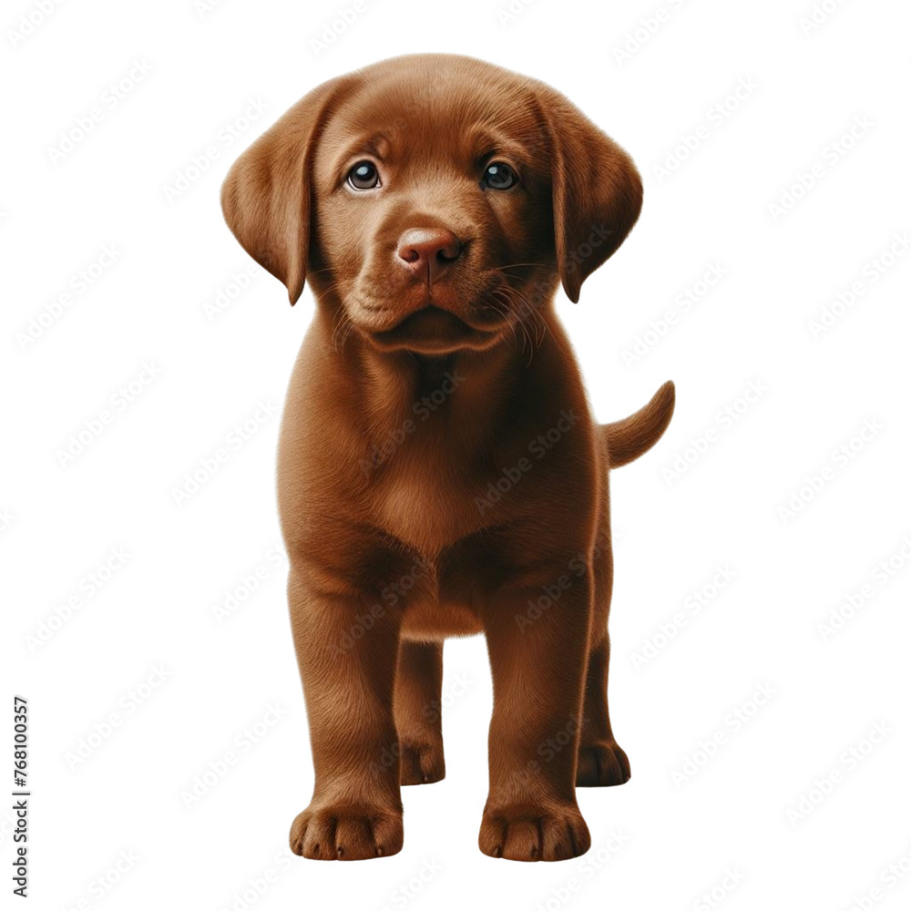 Sweet Puppy Sitting Serenely on Transparent Canvas