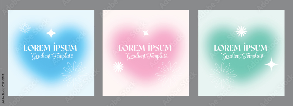 Set of Blurry Heart elements for social media posts, poster templates, banners, flyers, advertising, business, couple, lover, girly, coquette and more