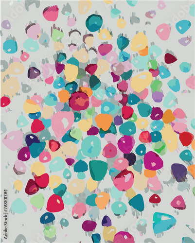 Colorful trendy background with candies in red, blue, pink, yellow and yellow colors. © abeadev