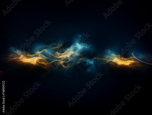 Ai Generated Art A Moody Sparkly Dark Blue And Gold Smoke Flowing  Luxurious Background