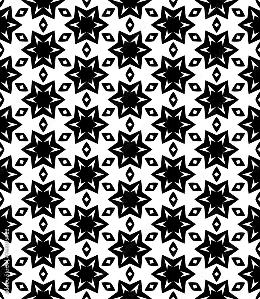 Black and white seamless abstract pattern. Background and backdrop. Grayscale ornamental design.