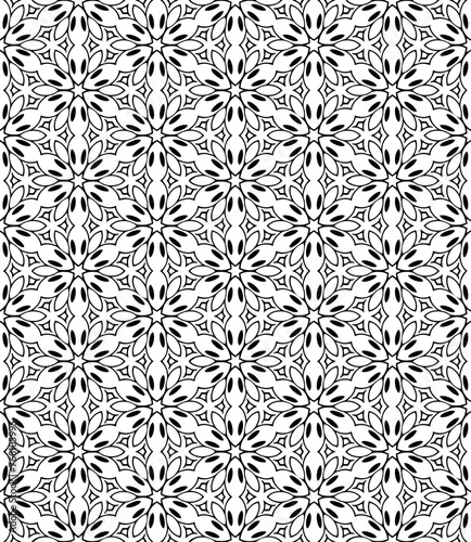 Black and white seamless abstract pattern. Background and backdrop. Grayscale ornamental design.