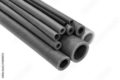 gray porolon pipes, cut out photo