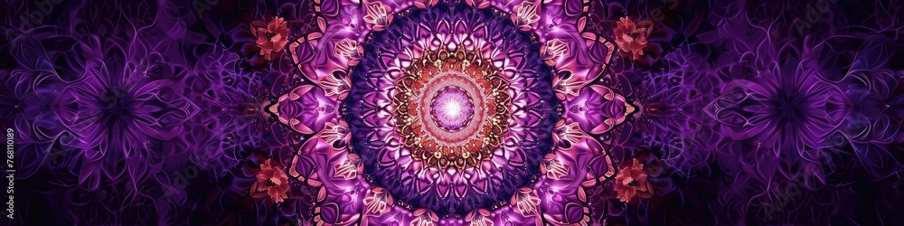 a hypnotic mandala on a deep plum background, capturing the intricate patterns and rich colors in breathtaking high-definition.