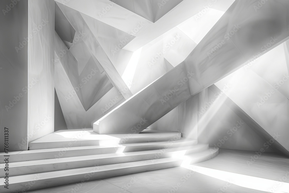 Obraz premium Abstract Geometric White Polygonal Structure