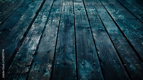 Blue wooden planks texture background. Old grunge wood grain pattern.