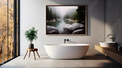 minimalist bathroom, minimalist bathroom with nature decoration, minimalist architecture #768111983