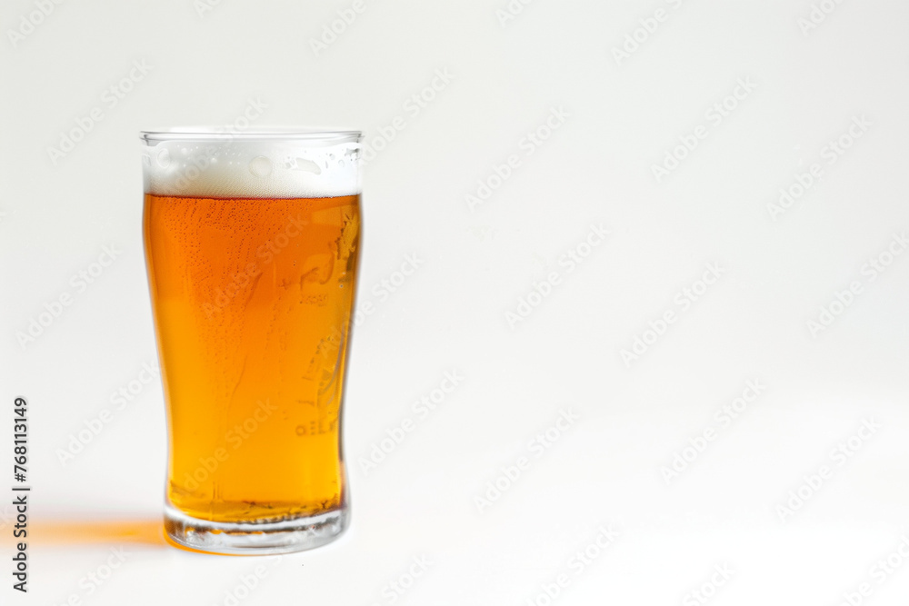 Full glass of beer against a white background Full glass of beer against a white background