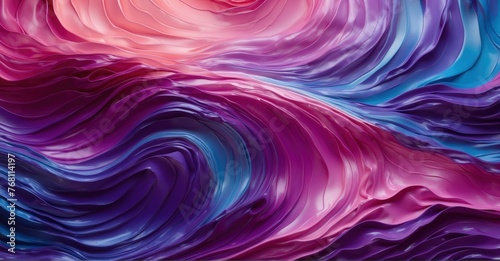 Vibrant silk-inspired waves glossy purple and blue hues blend in a neon gradient  creating a fluid backdrop with a trendy geometric twist