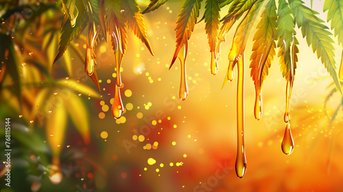 Colourful 3D dripping golden honey photo