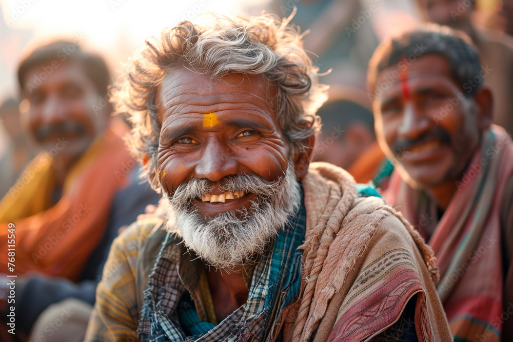 Joyful Community: Group of Elderly Indian Farmers Gathered in Rural Setting, Sharing Smiles and Laughter Joyful Community: Group of Elderly Indian Farmers Gathered in Rural Setting, Sharing Smiles and Laughter