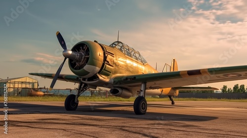World War II Messerschmidt Bf-109 fighter plane, AI generated photo