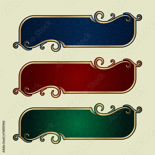 vintage border ornament, 3 color variants