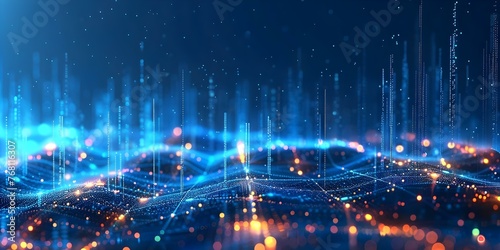 A network of digital technology connecting devices for big data analysis and digital marketing strategies. Concept Digital Network  Big Data Analysis  Digital Marketing Strategies  Connected Devices