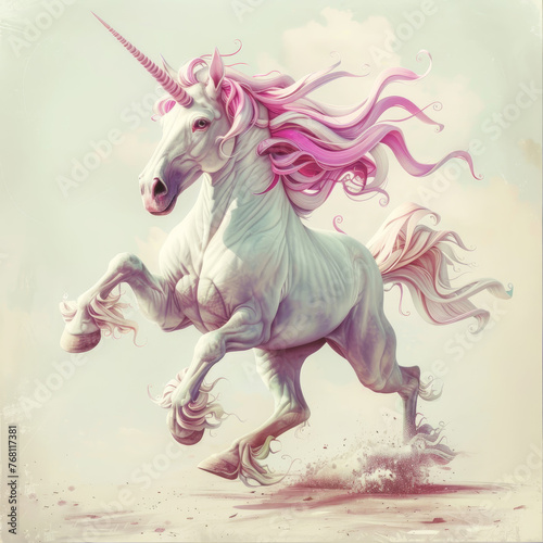 Unicorn with pink mane  3d character