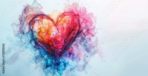 a heart drawn in watercolor
