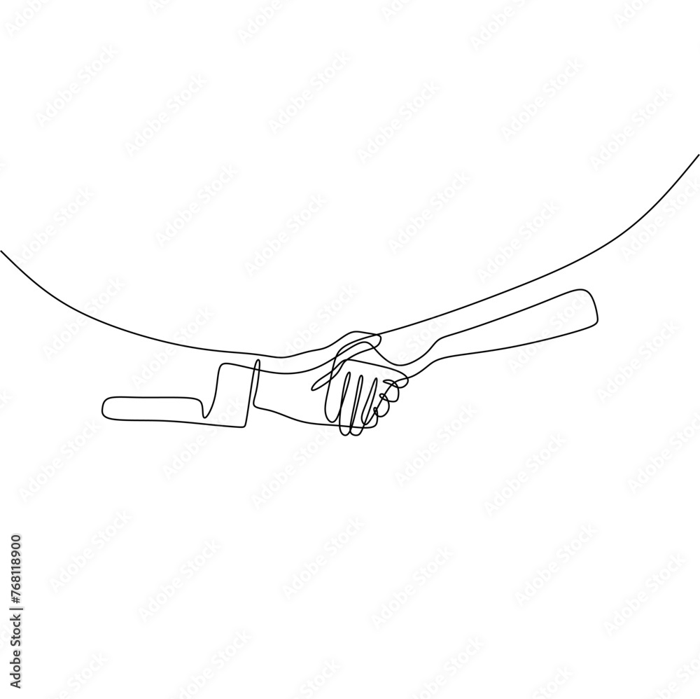 Single continous line art of holding hands Single continous line art of holding hands