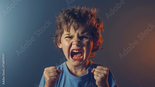 Fiery fury: Child's face flushes with anger, fists clenched in frustration.