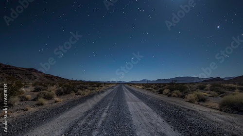 a long road with a starry sky