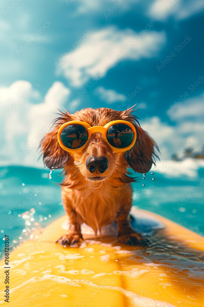 adorable comical chihuahua in surfboard adorable comical chihuahua in surfboard