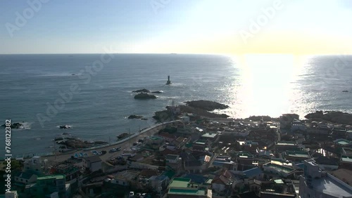 부산 기장 죽성성당 아침 일출과 바다