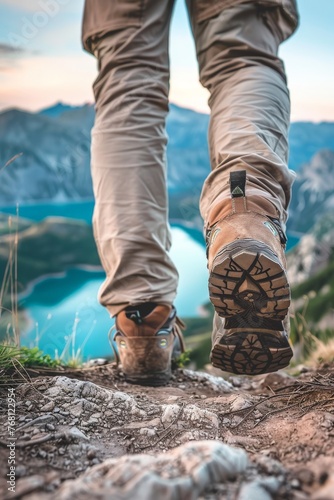 Person Standing on Mountain by Lake