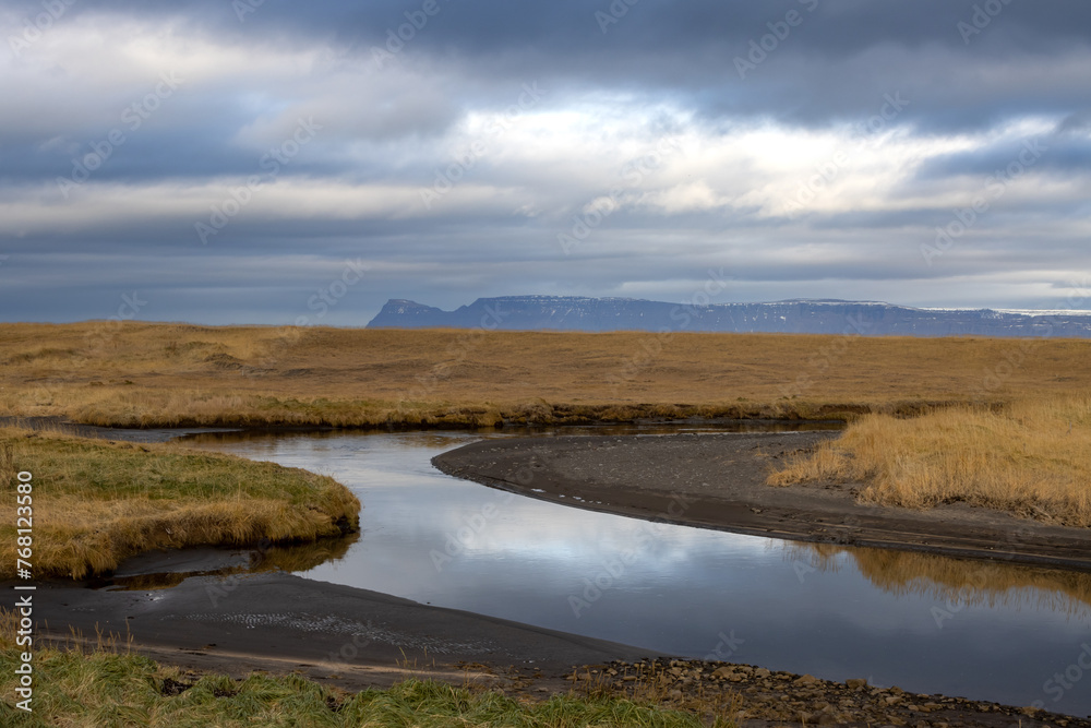 Calm river befor it flows to the ocean, Iceland