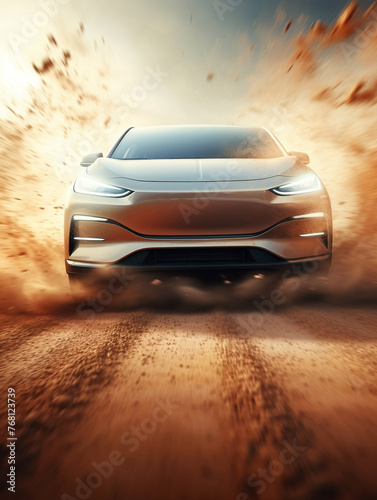 With a close-up view  we see the battery of the EV car  quietly powering the vehicle forward as it leaves its competitors in the dust.3D render photo
