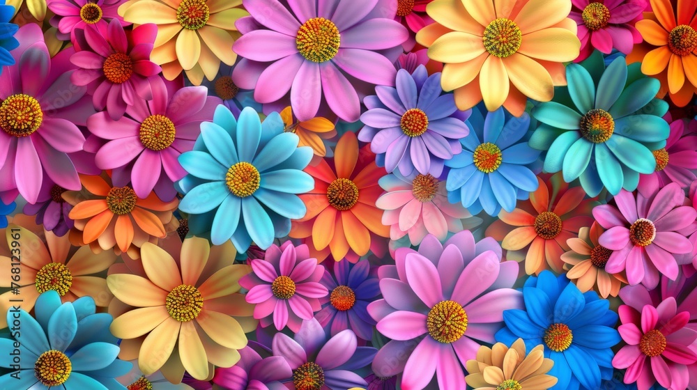 Colorful Flowers Adorning Wall