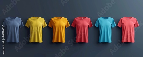 Colorful t-shirt collection on dark background