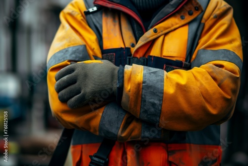 Close-up of a lumberjack's safety gear