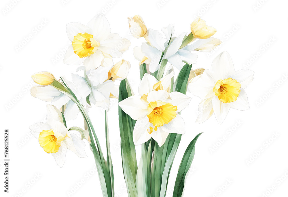 isolated Day March flowers background Illustrations white botanical collection bud etc Bright Mother's narcissus products elements watercolor Flower Paper Nature Easter