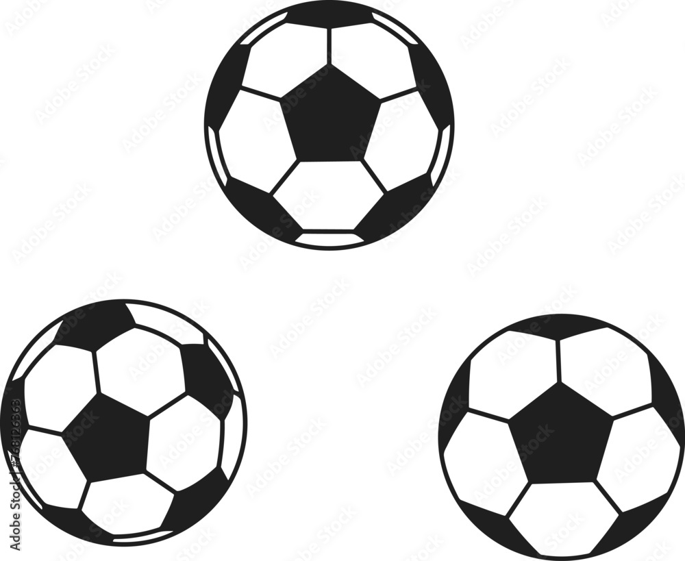Soccer ball. Football balls Set realistic. Mockup of sports elements vector illustration