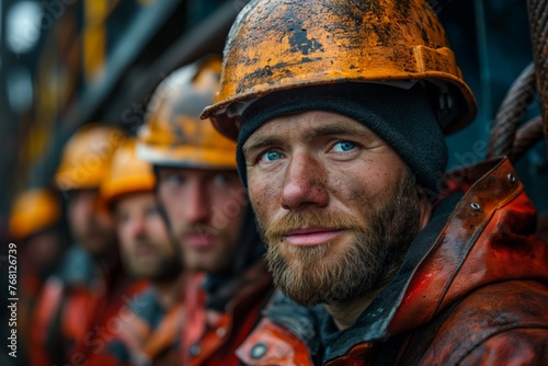 Smiling construction worker with a beard