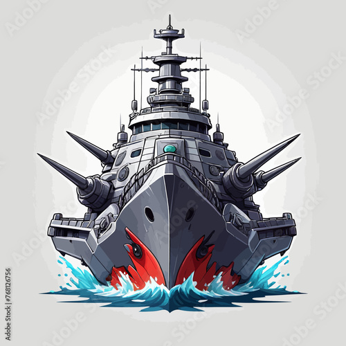 Fototapeta Naklejka Na Ścianę i Meble -  War Ship Cartoon Logo Design Very Cool