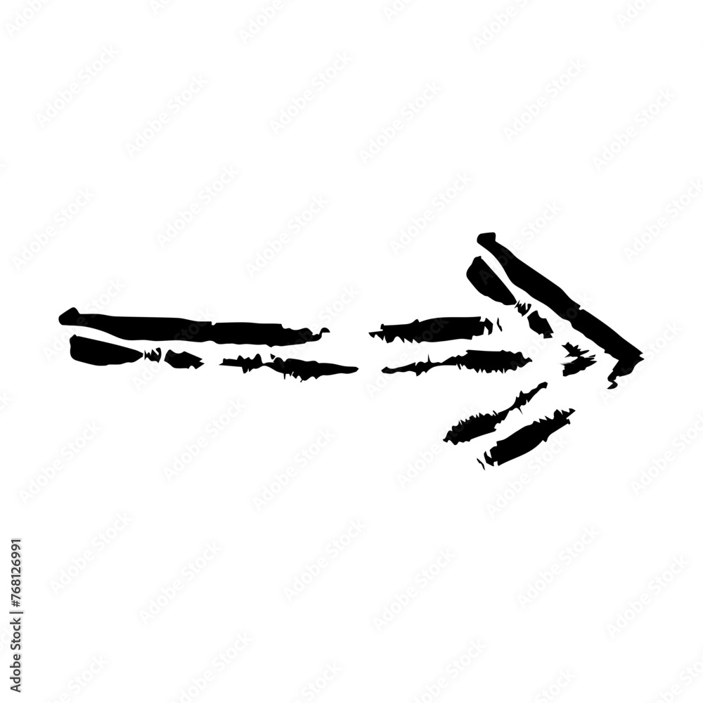 Arrow symbol icon, vector element of grunge texture direction symbol illustration for graphic design