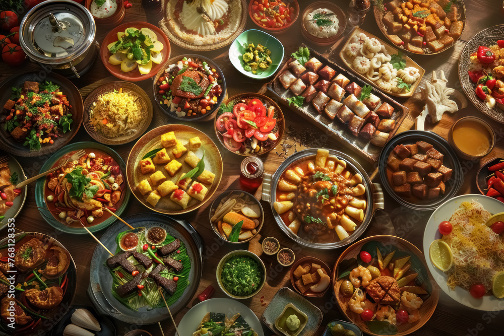 colorful indian cuisine assortment