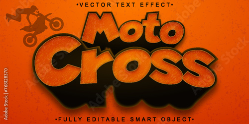 Cartoon Orange Moto Cross Vector Fully Editable Smart Object Text Effect
