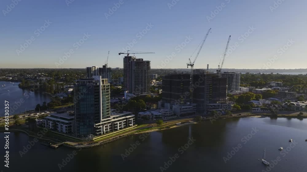 4k Aerial Drone Footage of Riviere Applecross, Edge Visionary Living, Finder Apartments Applecross Perth, Western Australia
