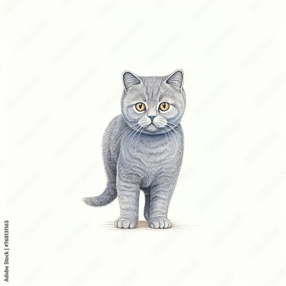 A cute young tabby kitten sits alone on a white background A cute young tabby kitten sits alone on a white background