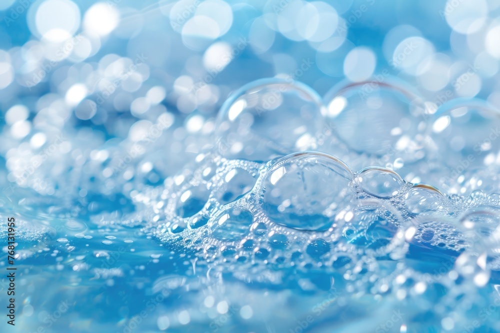Blue Soap Bubbles on a Clean Background for Conceptual Cleaning and Laundering Ideas Blue Soap Bubbles on a Clean Background for Conceptual Cleaning and Laundering Ideas
