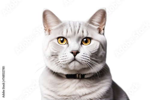 camera tabby portrait isolated shorthair silver white looking british background cat animal pet felino studio shot purebred pretty face copy space themes head short hair