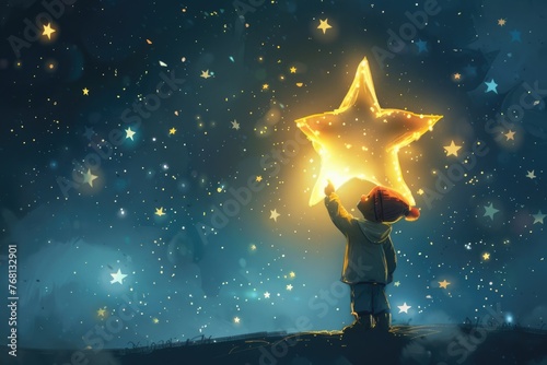 Twinkle Little Star - Beautiful Illustration for Kids' Design and Children's Room Decor