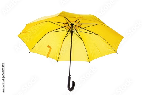 Yellow Umbrella on White Background. Isolated and Open Parasol for Ultimate Protection